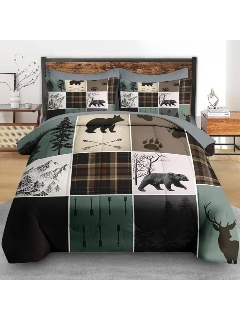 Wildlife Hunting King Comforter Set with Sheets, 7-Piece Cozy Bedding Ensemble